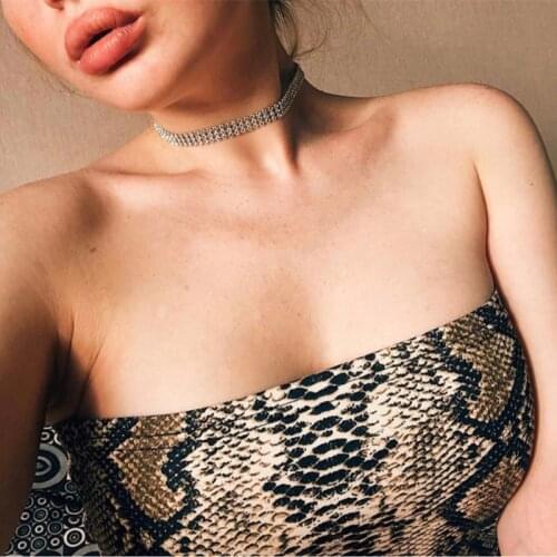 European and American Retro Shiny Tennis Choker Chain Necklace Chain Rhinestone Neck Chain Short colla