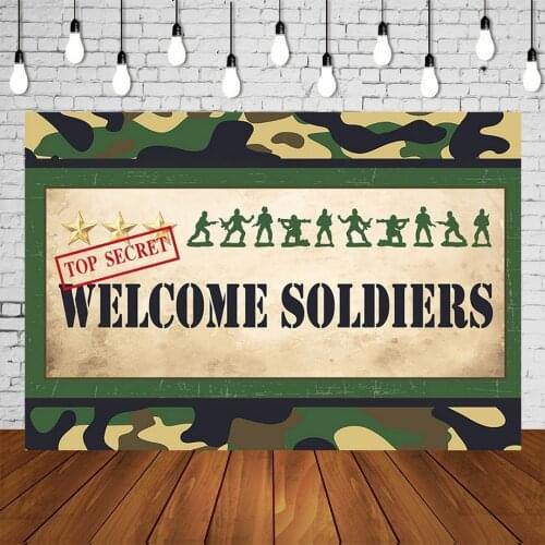 Game Party Backdrop Boy Birthday Party Banner Top Secret Soldiers Photography Background Baby Photo Studio Scene Setter Posters