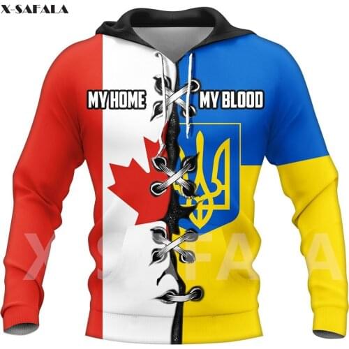 Ukraine National Emblem Skull Country Map Flag 3D All Printed Hoodie Man Women 1 Harajuku Zipper Pullover Sweatshirt Jacket
