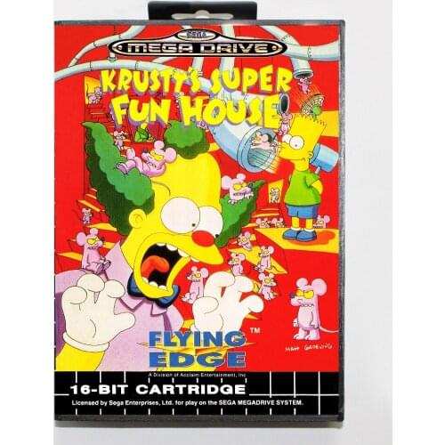 Krustys super funhouse 16 bit SEGA MD Game Card With Retail Box For Sega Mega Drive For Genesis