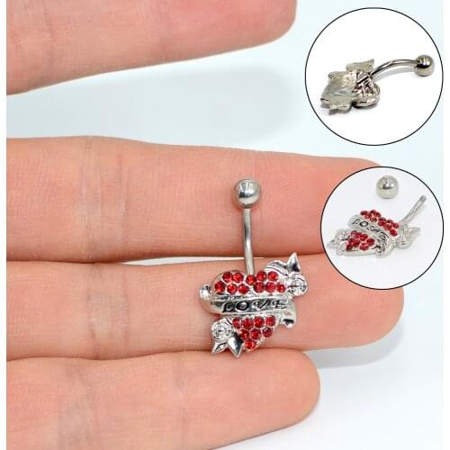 1PC Sexy Heart Shape Love Navel Belly Navel Ring Stainless Steel belly button Ring Fashion Piercing Jewelry