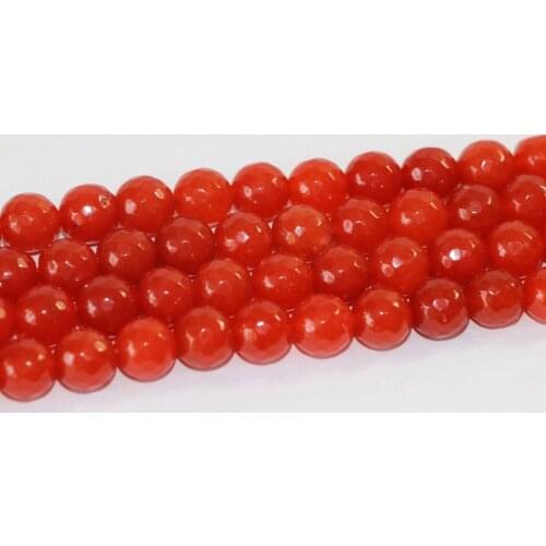 Orange Red natural stone dyed jades chalcedony 4mm 6mm 8mm 10mm 12mm hot sell faceted round diy Beads 15 inches B17