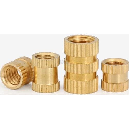 10/25/50pcs M2 M2.5 M3 M4 M5 M6 M8 M10 Solid Brass Pure Copper Metric Thread Injection Molding Knurl Insert Nut Nutsert Embedded