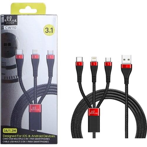 Ellietech CW110 Multi 3 in 1 USB data Cable for Smartphones