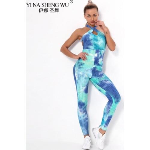 Fashion Women Sport Suit Sexy Open Back Yoga Set Fitness Jumpsuit 2021 Women’s Tracksuit Tummy Control Gym Yoga Pants Sportswear
