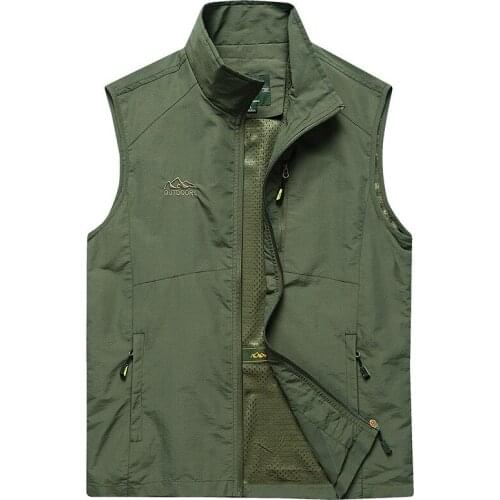 Mens Casual Outdoor Vest Jackets Quickdry Breathable Multi-pockets Mesh Waistcoat Fishing Reporter Director Photographer Colete