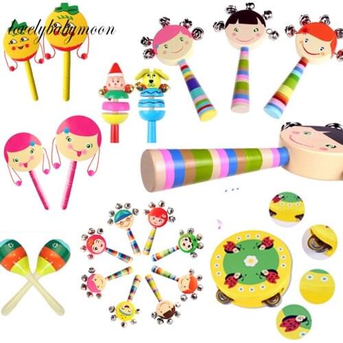Toddlers Music Toys Sounding Toy Bed Bells Sand Hammer Whistle Castanets Musical Instrument Random Colors Infant New Born Gift