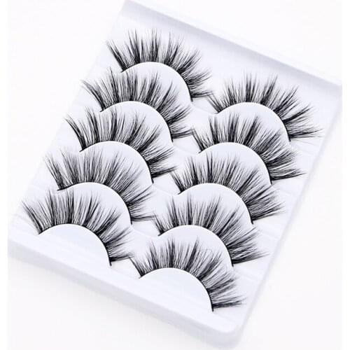 5 Pairs 3D False Eyelashes Handmade Most Natural Look False Lashes Thick Fluffy Clustered Fake Eyelashes Eye Makeup Tools