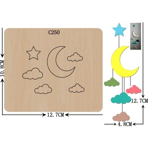 New Moon, clouds Wooden die Scrapbooking C-250 Cutting Dies