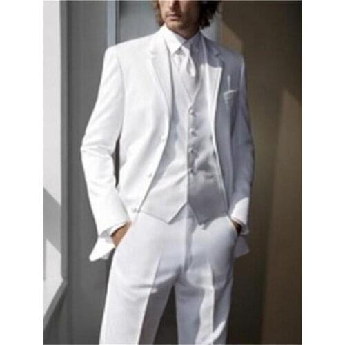 New Classic Men’s Suit Smolking Noivo Terno Slim Fit Easculino Evening Suits For Men Ivory/White Casual Summer Beach Tuxedo Simp