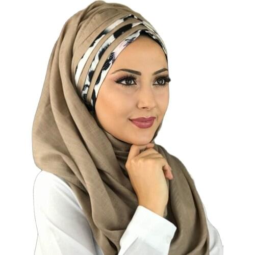 New Fashion Hijab Women Muslim Hijab 2021 Islamic Hijab Scarf Hat Kerchief Milky Coffee Instant Shawl and Practical Shawl