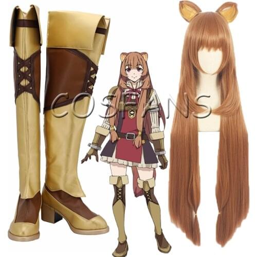 The rising of the shield hero Tate no Yuusha no Nariagari Anime boots Halloween Raphtalia Cosplay Shoes and wig