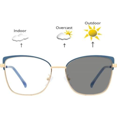 Photochromic Finished Myopia Glasses Photosensitive Chameleon Anti-glare Change Color Lens Prescription Cat Sun Glasses FML