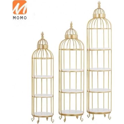 Wholesale Creative Industrial Art Birdcage Shape Flower Rack Bookcase Display Rack Floor Storage Holder Flower Shelf