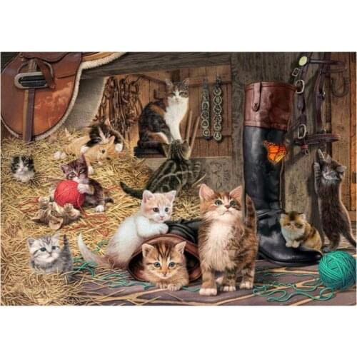 Landscape diamond painting cats family rhinestone embroidery picture puzzle animals diamond art drawing wall sticker decor
