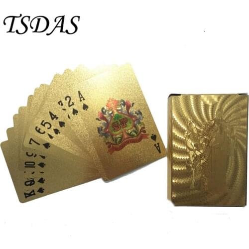 Chinese God of Wealth Pattern Playing Cards 24k Gold Plated Full Poker Deck Christmas Gift Free Shipping