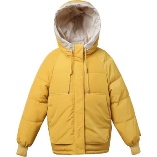 Winter Hooded Down Parka Coat Women Down Cotton Jacket Coat Ladies Warm Loose Cotton-Padded Coats Female Short Overcoat