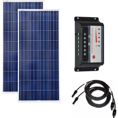 Solar Panel 300w Solar Module 12v 100w 3Pcs Solar Charge Contoller 12v/24v 30A Solar Battery Charger RV Car Caravan Camping LED