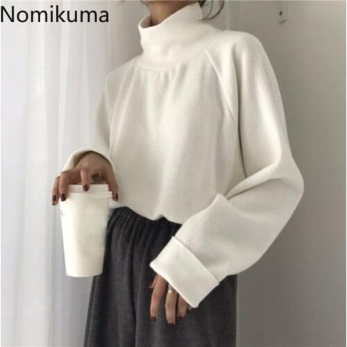 Nomikuma Turtleneck Sweater Women Solid Color Long Sleeve Pullover Jumpers New Arrival Casual Basic Tops Kroean Style Pull Femme