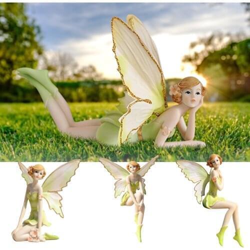 European-style Resin Ornaments Flying Flower Fairy Angel Lifelike Elegant Cute Car Desktop Garden Decoration Sculpture Ornament