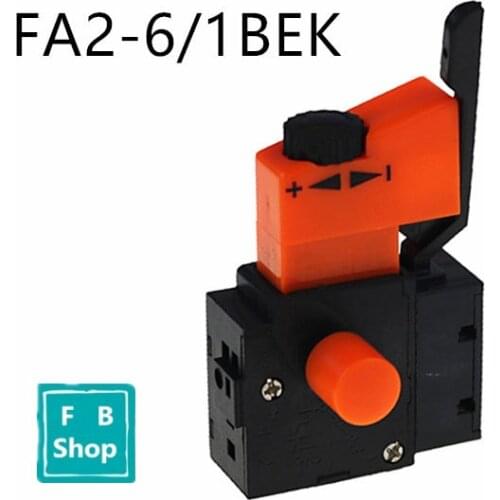 1PCS FA2-6/1BEK Orange+Black 6A 250V 5E4 Lock on Power Tool Electric Drill Speed Control Trigger Button Switch