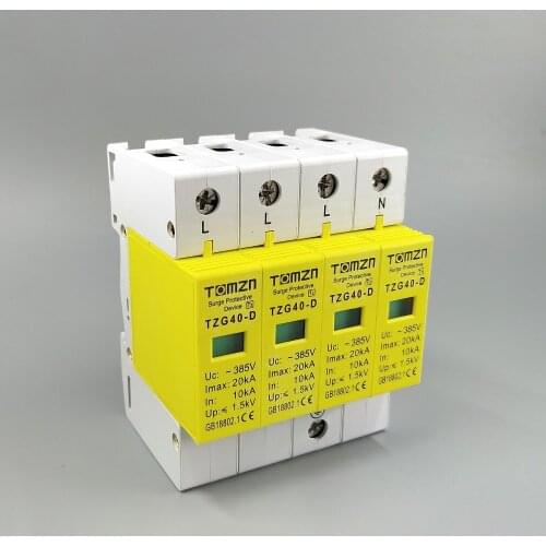 AC SPD 3P+N 10KA~20KA D ~385VAC House Surge Protector Protection Protective Low-voltage Arrester Device