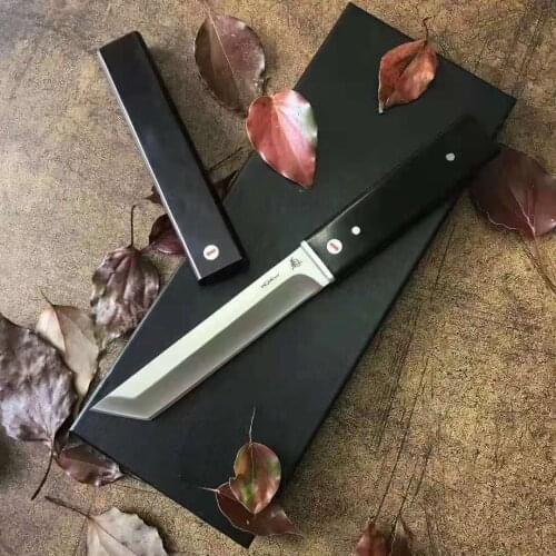 Japanese style Black Whirlwind Samurai D2 steel extremely sharp Fixed Blade Tactical Hunting Knife Survival Gear Straight Knives
