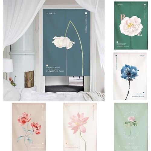 Chinese Door Curtain Flower Fabric Partition Curtain Household Bathroom Toilet Shelter Curtain Without Punching