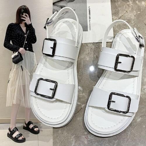 2021 Summer New Fashion Buckle Open Toe Sandals Korean Style Simple Casual Platform Platform Casual Sandals Women