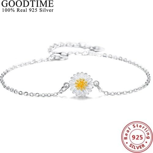 925 Sterling Silver Bracelets For Women Solid 925 Silver Jewelry Trendy Bracelets & Bangles Link Chain Flower Bracelet Girl Gift