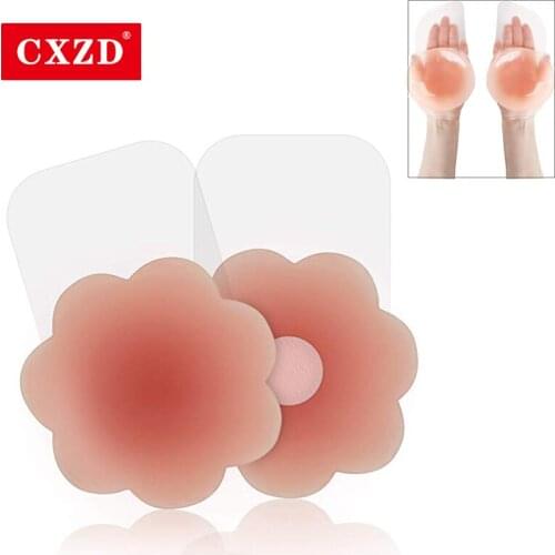 CXZD Women Adhesive Bra Strapless Sticky Invisible Push up Silicone Bra for Backless Dress with Nipple Covers