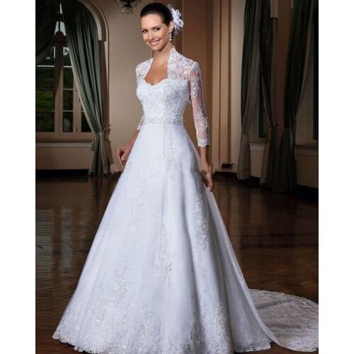 Vestido De Noiva Plus Size Long Sleeve Vintage Bridal Gown 2018 Sexy Vestidos Casamento mother of the bride dresses with jacket