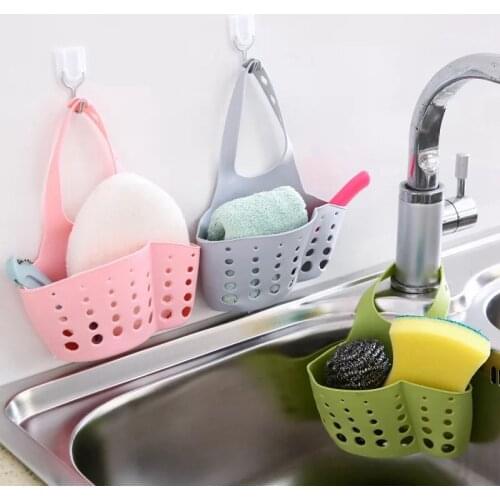 1Pcs Kitchen Household Adjustable Snap Button Drain Basket Sink Hanging Storage Basket Soap Rack Drain Kitchen Tool Accessories