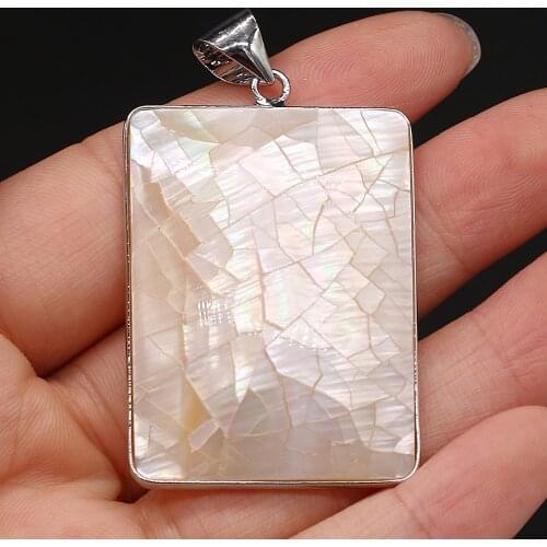 1pcs New Hot Natural Rectangle Shell Pendants Charms for Earring Necklace Jewelry Making for Women Girls Gift Size 32x42mm