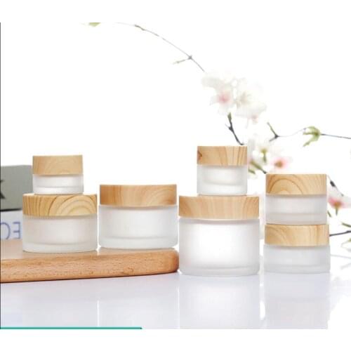 10G frosted glass jar/bottle pot wooden shape lid gel/eye cream/sample/art nail/skin care/essence/moisturizer cosmetic packing