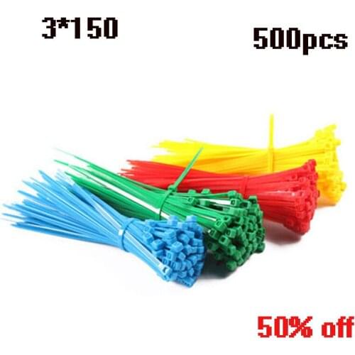 150mm Self-locking Nylon Cable Ties 3mm width 500pcs Self-Locking Plastic Nylon Wire Zip Ties Cable Tie accessories Seven Color