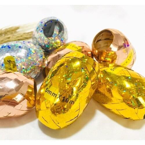 2/6Pcs 5mm*10m Balloon Rope Wrapping Tap Foil Balloon Laser Rose Gold Ribbon Wedding Birthday Home Party Decorations Supplies