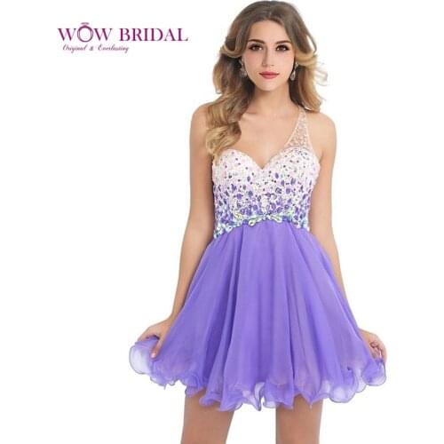 2021 Sexy One Shoulder Homecoming Dresses Short Beaded Mini Chiffon Graduation Dress