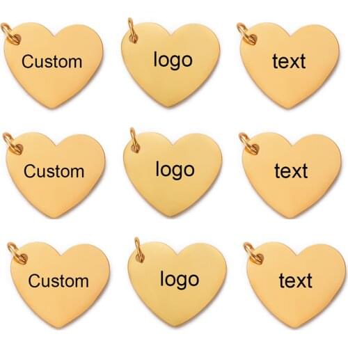 Dropshipping Personalized Stainless Steel Heart Blank Stamping Tags For Custom Logo Charms DIY For Necklace Jewelry Makings