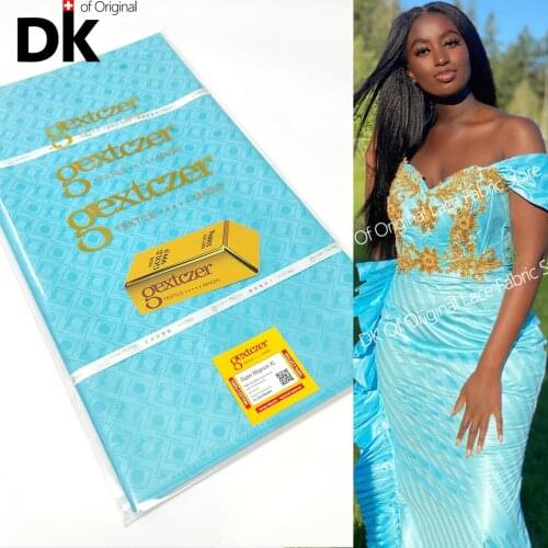 5Yards 2021 High Quality African Lace Bazin Riche Gextczer 100% Cotton Keep Shining Bazin Tissu Printing For Women Or Men Sewing