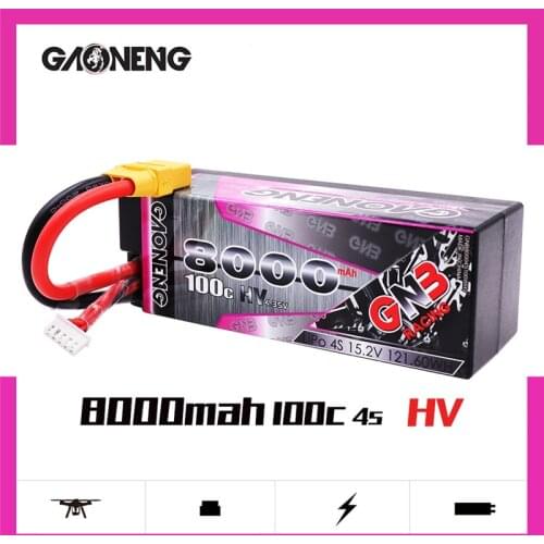 Gaoneng GNB 15.2V 4S 8000mAh HV 100C MAX 200C Hardcase LiPo Battery XT90 Plug for 1:8 1/8 RC Car four drive off-road RC Car