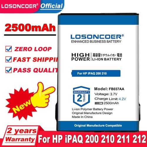 LOSONCOER 2500Ah Battery for HP IPAQ 200 210 211 212 214 216 410814-001 419306-001 451405-001 459723-001 FB037AA Batteries