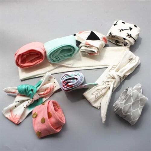 Infant childrens hair accessories cotton 10 color hair band baby headdress rabbit ears headband adjustable size
