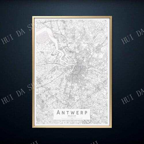 ANTWERP Map Print | Black & White Belgium City Map Print | Mono Wall Art Poster | Minimalistic Wall decor