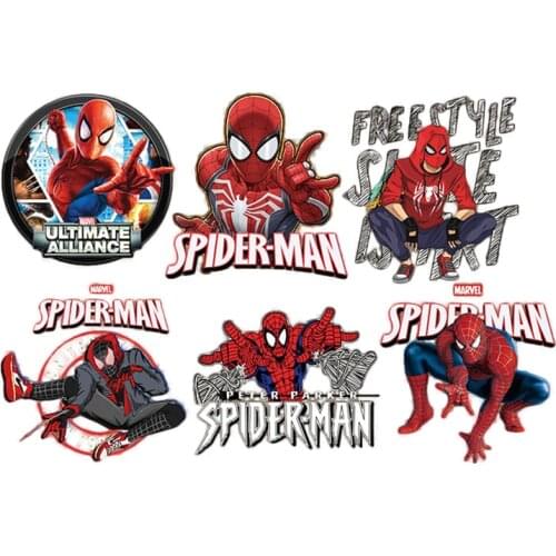 Disney Appliques Marvel anime superhero spiderman Cartoon Patches for Clothing Iron on Patch Eco-Friendly Clothes Heat Transfer