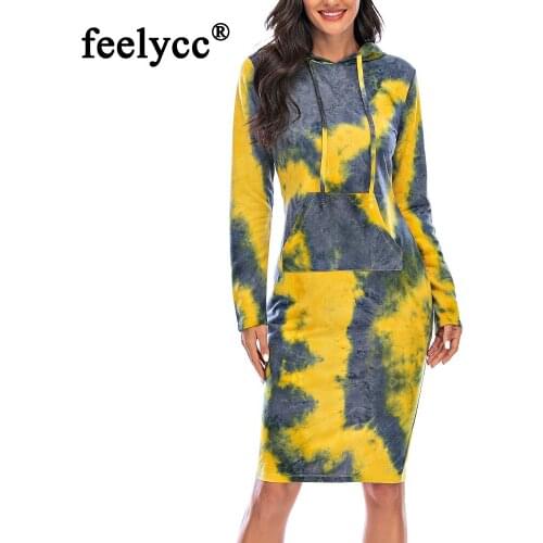 Long Autumn Winter 2020 Tie Dye Hooded Long Sleeved Womens Clothing letter printing sweatshirt women hoodie