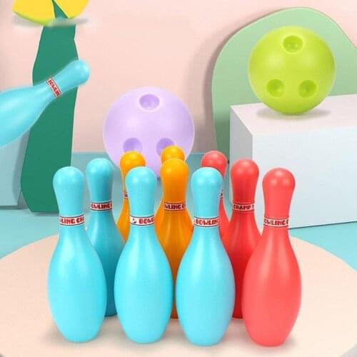 Kids Bowling Sports Toys 17cm Height Bowling Bottle Set Kids Color Balls Game Indoor Outdoor Parent-child Interactive Gift