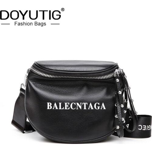 DOYUTIG Spring & Summer New Design Genuine Leather Wide Shoulder Belt Cross-body Bags Lady Fashion Singer Shoulder Bags F765
