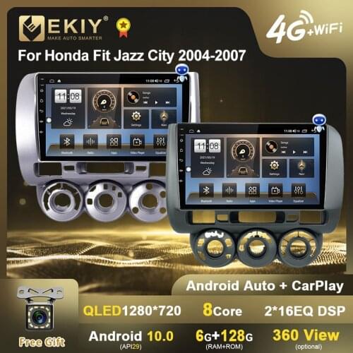 EKIY DSP QLED Carplay Android 10 Multimedia Player 6G+128G For Honda Fit Jazz 2004 2005 2006 2007 Auto Radio Stereo Navi GPS DVD