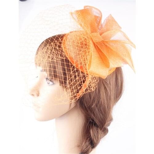 Elegant Bridal Cover Face Veils Fascinators Hats On Headbands Charming Sinamay Millinery Hats For Church Occasion Hair Accessory